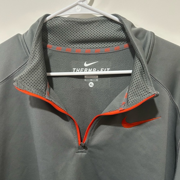 Nike Therma-Fit 3/4 Zip Mens Pullover Grey Orange Mens XL - Picture 4 of 6